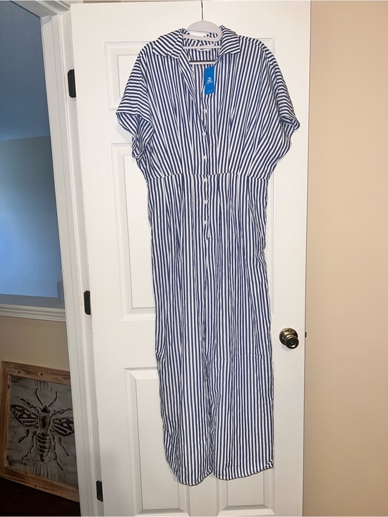 Cupshe Pants - Cupshe Blue and White Striped Jumpsuit Romper